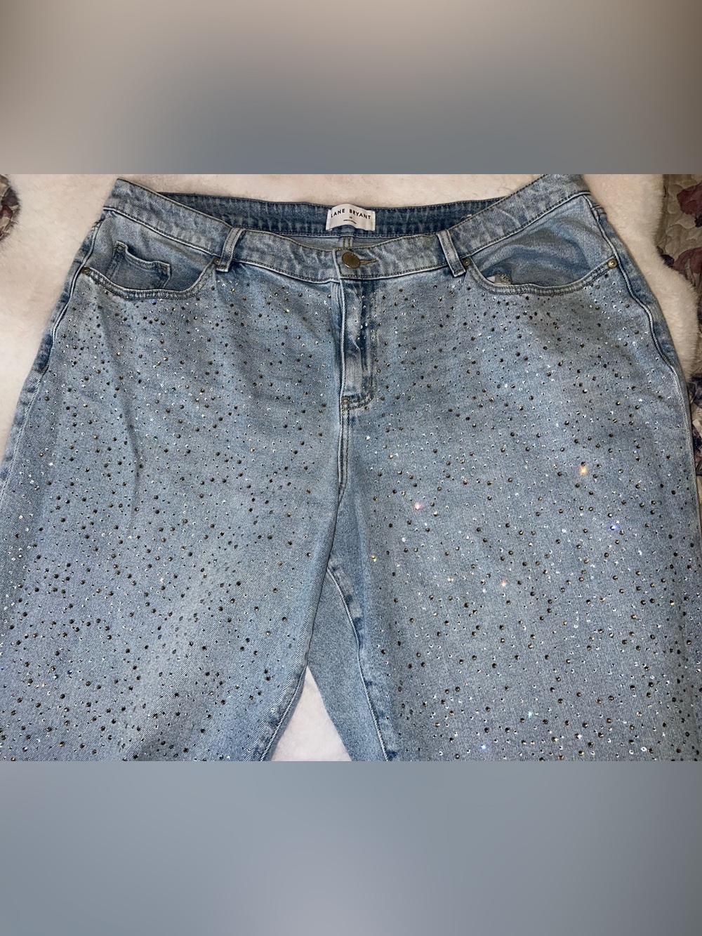 Lane Bryant Light Blue Rhinestone High-Rise Jeans